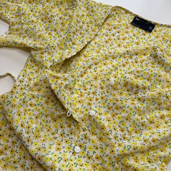 ASOS Design | Yellow Floral Button-Down Mini Dress - Picture 5 of 7